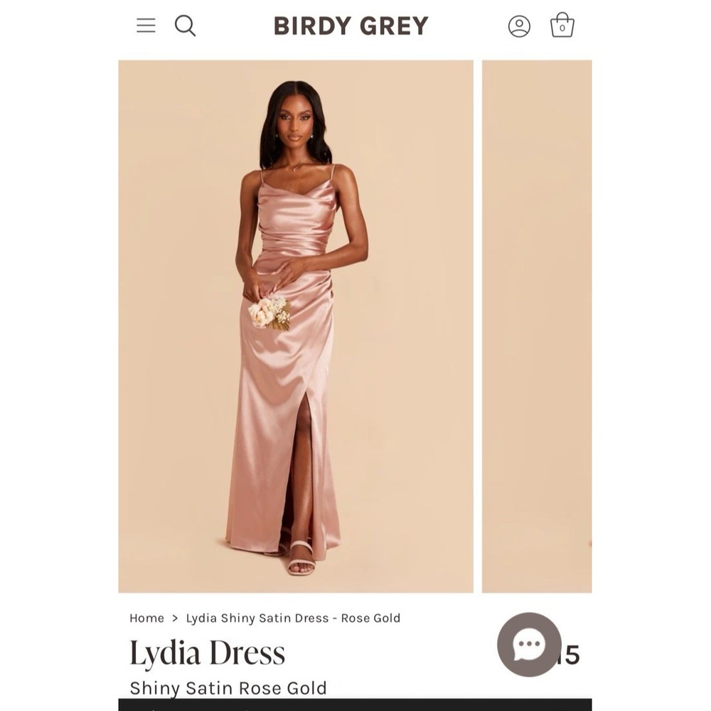 Birdy Grey Lydia Shiny Satin Dress in Rose Gold